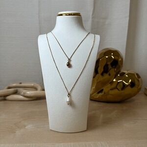 PARK LANE Leaf and‎ Bee Double Layered Goldtone Necklace